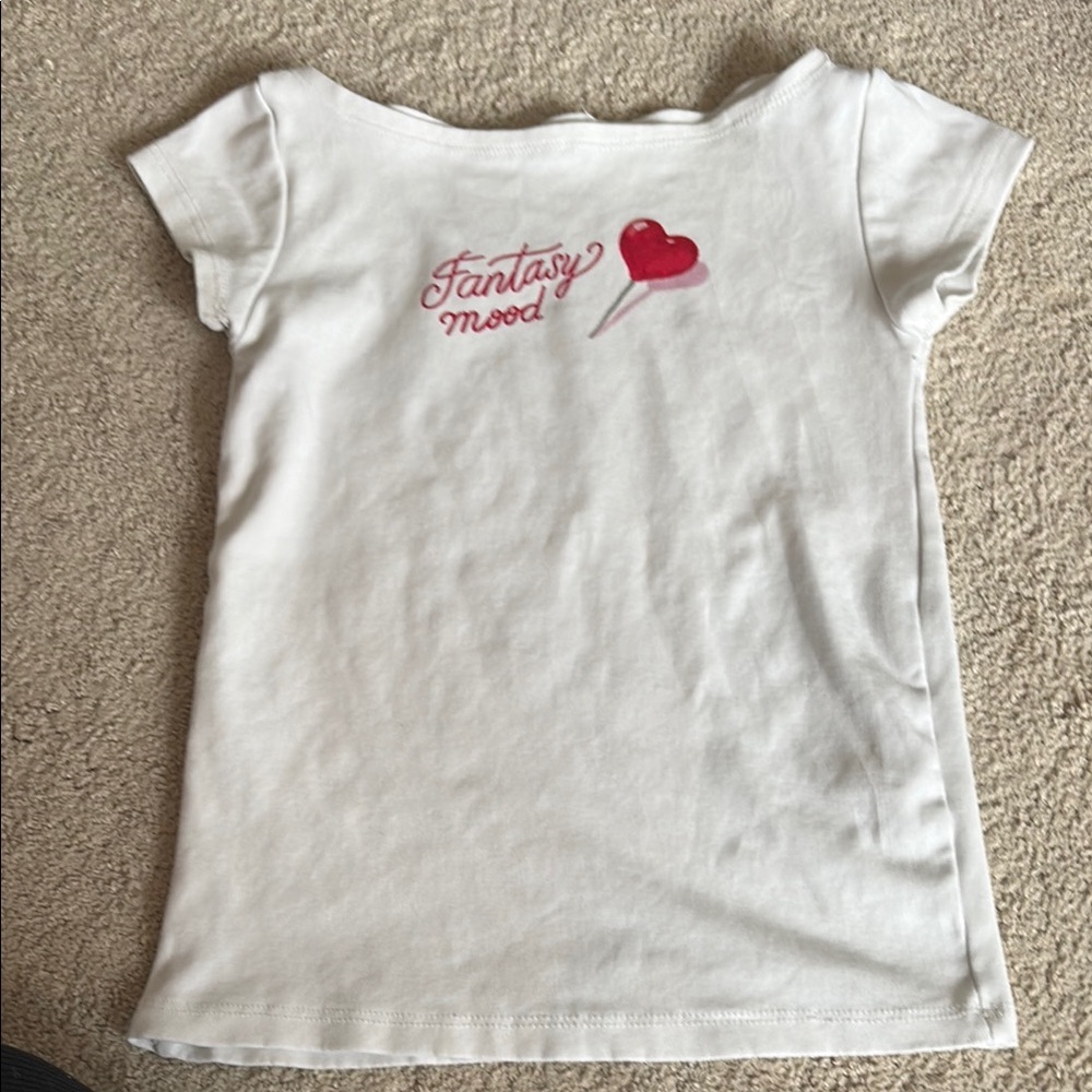 Girls White 'Fantasy Mood' Heart Graphic Tee